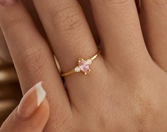 Custom Birthstone Rings, 14K Gold Birthstone Rings, Wedding Bridal Rings, Anniversary Gifts for Mom, Mother's Jewelry, Birthday Gifts