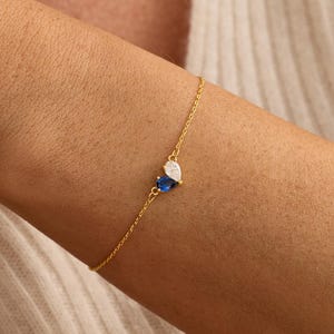 Custom Heart Birthstone Bracelet, 2 Birthstone Bracelet, Mother and Daughter Bracelet, Mother's Gift for Her, Bridesmaid Gift, Gift for Mom