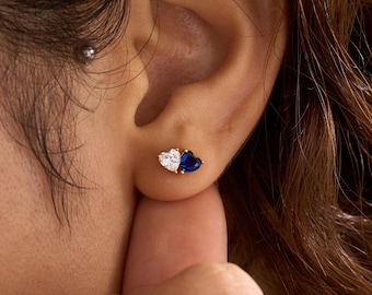 Pendientes de botón con piedra de nacimiento de corazón personalizados, pendientes de piedra de nacimiento para uso diario, regalo familiar, regalo de cumpleaños, regalo para el Día de la Madre