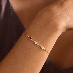 Benutzerdefinierte Birthstone Armband, Blatt Birthstone Armband, 18K Gold Familie Diamant Schmuck, Geschenk für Mama, Geburtstagsgeschenk, Muttertagsgeschenk