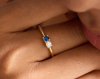 Custom Family Birthstone Ring, Dainty Stacking Birthstone Ring, Birthstone Jewelry, Gold Birthstone Ring, Mother's Day Gift, Mothers Jewelry