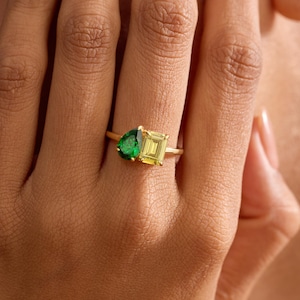 Anpassad Toi et Moi födelsestensring, mor-dotterring med 2 stenar, familjens födelsestensring, parringpresent, brudtärnepresent, present till mamma