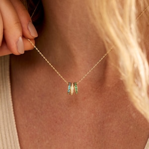 Customised Circular Birthstone Necklace, Dainty Birthstone Necklace, Stackable Birthstone Necklace, Birthday Gift, Mother's Day Gift for Her