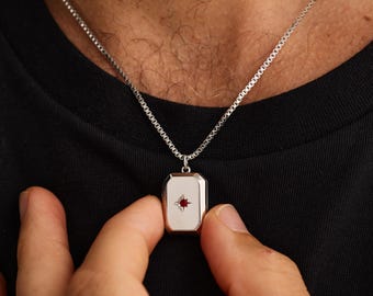Benutzerdefinierte Medaillon Halskette mit Foto, Birthstone Halskette, Brautjungfer Geschenk, Geschenk des Mannes, Erinnerungsschmuck, Geburtstagsgeschenk, Vatertagsgeschenk