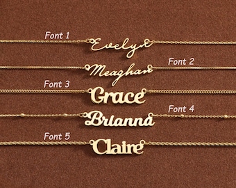 Custom14K Gold Name Necklace,Personalized Name Pendant Necklace, Minimalist Jewelry, Birthday Gift, Gift for Mom, Christmas Gift for Her