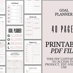 Goal Action Planner Printable Monthly Goal Setting Planner Yearly Goal Work Business Tracker Life Goal Spreadsheet Work Planner Productivity
