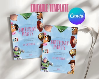 Editable Toy Story Birthday Invitation Template (Canva)