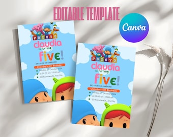 Pocoyo Birthday Invitation Template, Editable Kids Party Invite (Digital Download)