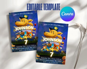 Dog Man Movie Birthday Invitation, Editable Template (Digital Download)