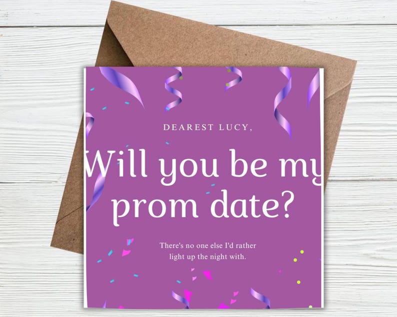 Prom Date Design Editable Promposal Card: Romantic Prom Date Template (digital) - Etsy