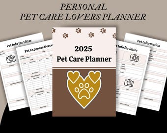 Pet Care Planner, Checklists, Pet Sitter Info, Canva Template (Digital Download)
