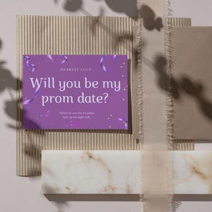 Você será meu par para o baile de formatura? | Cartão de Promposal Editável e Imprimível | Modelo Canva Romântico, Modelo de Promposal Digital