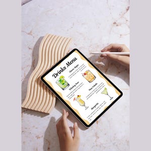 Edytowalny szablon menu napojów | Wydrukowane i cyfrowe menu napojów | Niestandardowy projekt menu baru Canva