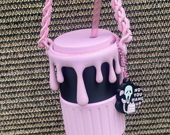 Drip Can Cozie, Spooky Girl Can Holder, Pink