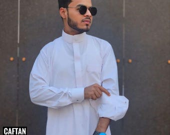 YAOHUOLE Herren Kurta - Baumwolle Leinen Kaftan Langarm