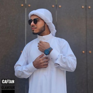 Mens Linen Kaftan Thobe: Handmade Arabic Loungewear
