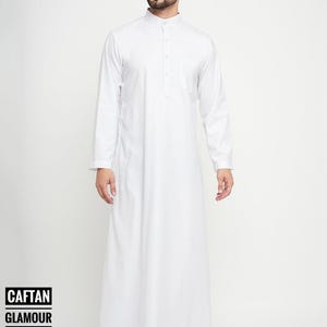 Handmade Linen Kaftan Thobe: Slim Fit Arabic Loungewear