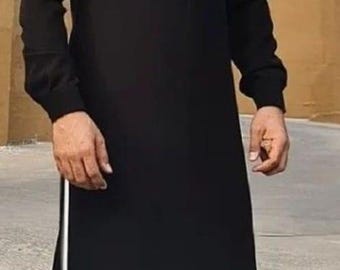 Handmade Black Cotton Pathani Kurta: Men's Party Wear