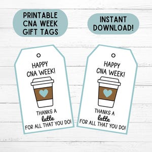 CNA Week Gift Tags Nursing Assistant Week Gift Tags Printable CNA Week Tags for Nursing Assistant Appreciation Download Happy CNA Week Card