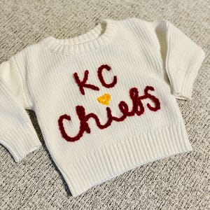 Custom Football Chiefs Embroidered Toddler or Baby Sweater, Kansas City Chiefs Baby Sweaters, Super Bowl Champs