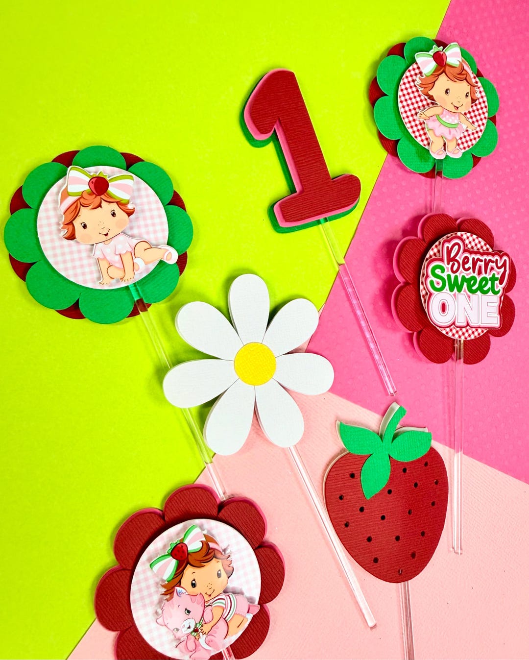 Strawberry Birthday Cupcake Toppers – Berry Sweet ONE Party Decor - Etsy