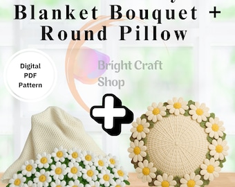 Daisy Blanket & Pillow Crochet Pattern: Floral Home Decor (PDF Pattern)