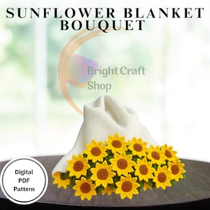 Crochet Pattern | Viral Sunflower Blanket Bouquet Pattern | Crochet Flower Throw PDF | 3D Baby Blanket | Boho Floral |Trend DIY Crochet Gift