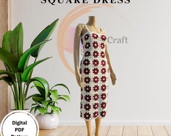 Crochet African Flower Granny Square Dress Pattern: Boho Festival Outfit (PDF Pattern)