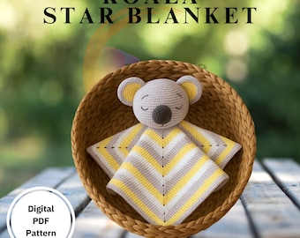 Patrón de ganchillo para manta de apego Koala Star: juguete de seguridad amigurumi (descarga digital en PDF)
