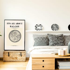 Stampa artistica Balance Yin Yang: arredamento scandinavo minimalista (download digitale)