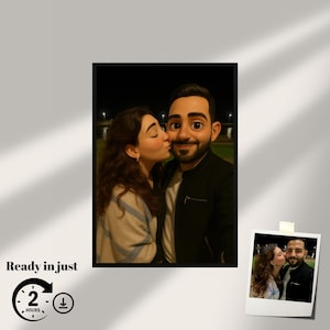 Custom Cartoon Style Portrait from Photo – Personalized 3D Digital Drawing – Couple or Family Illustration Gift – Digital Download
