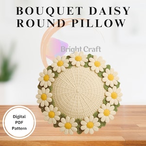 Daisy Crochet Pillow Pattern PDF | Viral Flower Cushion Tutorial | Round Throw Pillow | Crochet Home Decor | Spring Gift Idea  | Trends PDF