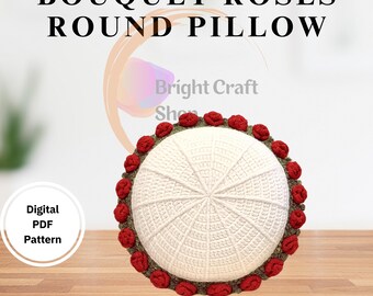 Rose Crochet Pillow Pattern: 3D Floral Cushion, Romantic Home Decor (PDF Download)
