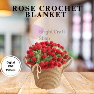 3D Rose Blanket Bouquet Crochet Pattern PDF – 3-D Floral Throw, Beginner Friendly, Viral Sunflower Crochet, Trend Instant Digital Download