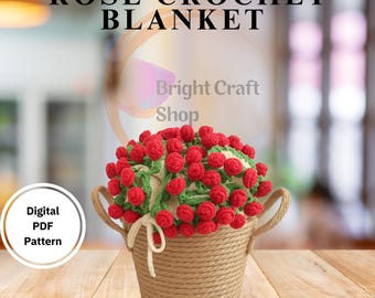 花束のかぎ針編みパターン イチゴのかぎ針編みブランケットパターン