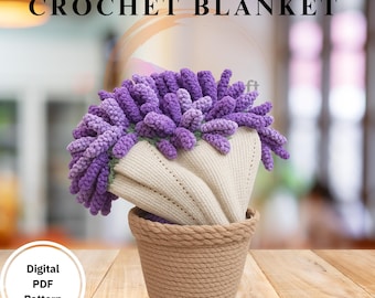 Lavender Blanket Bouquet Crochet Pattern PDF – 3-D Floral Throw, Beginner Friendly, Viral Sunflower Crochet, Trend Instant Digital Download