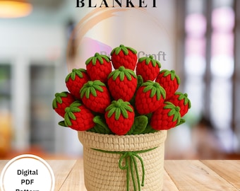 Haakpatroon aardbeideken boeket pdf – 3D-bloemdeken, beginnersvriendelijk, virale zonnebloemhaak, trend instant digitale download