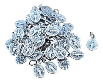 wholesale MIRACULOUS Medals box 20, 50 , 100,200,500 pcs Holy medals Regina sine labe orginali concepta opn, medals Italy