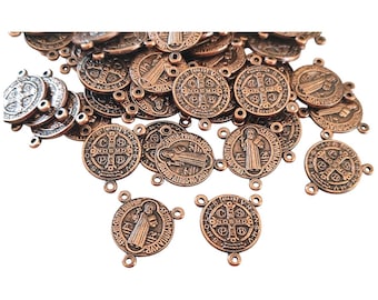 ST BENEDICT MEDALS Rosary center  wholesale 10, 20, 30 , 50 , 100 pcs, Holy medals, catholic medals Rosary Part