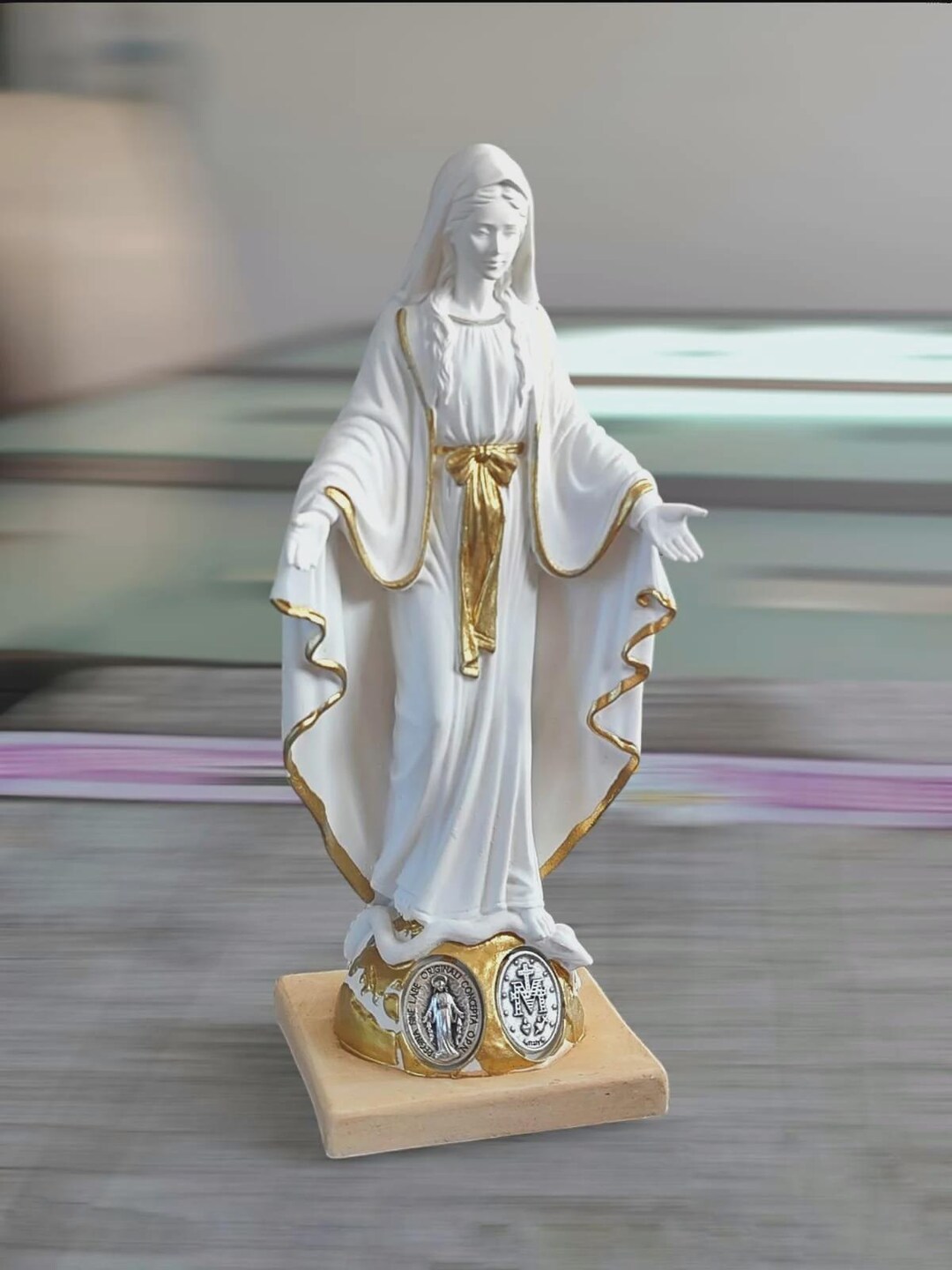 Our Lady of Grace Statue Handmade Marble Powder Virgin Mary Figure - Etsy