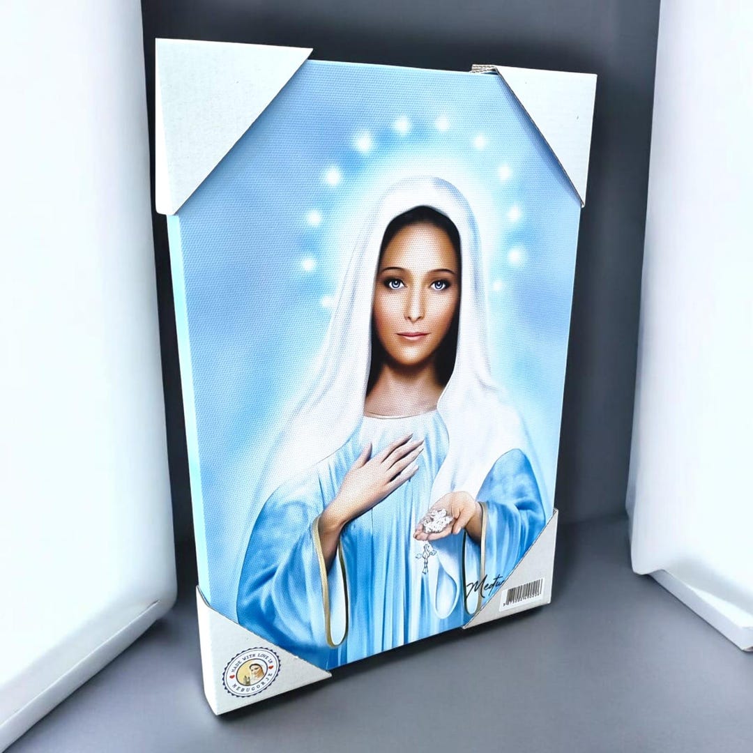 Virgin Mary Canvas Wall Art, Modern Catholic Decor Our Lady Medals - Etsy