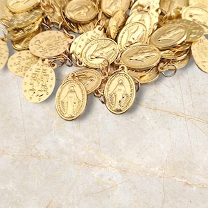 wholesale Miraculous Medals Gold color Lot Bulk 5/10/20/50/100/ Pcs