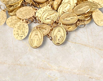 wholesale Miraculous Medals Gold color Lot Bulk 5/10/20/50/100/ Pcs