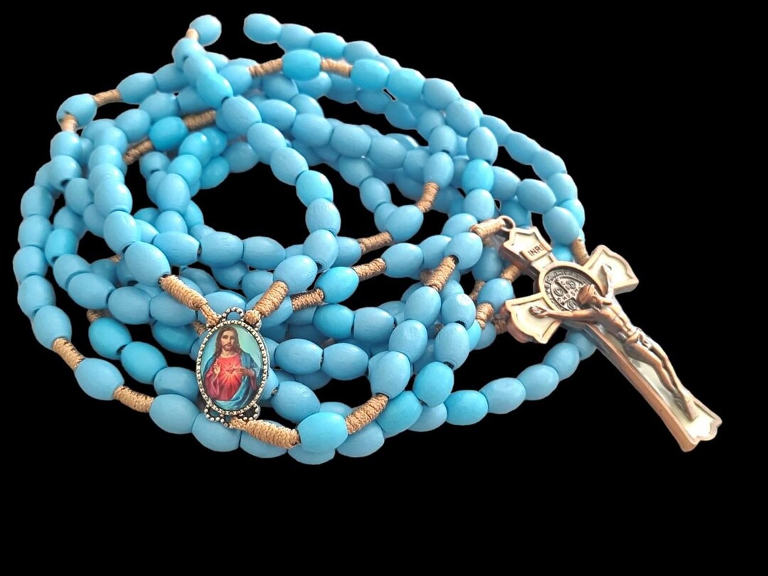 20 Decade Rosary St. Benedict Cross Rosary 15 Decade Sacred Heart Jesus ...