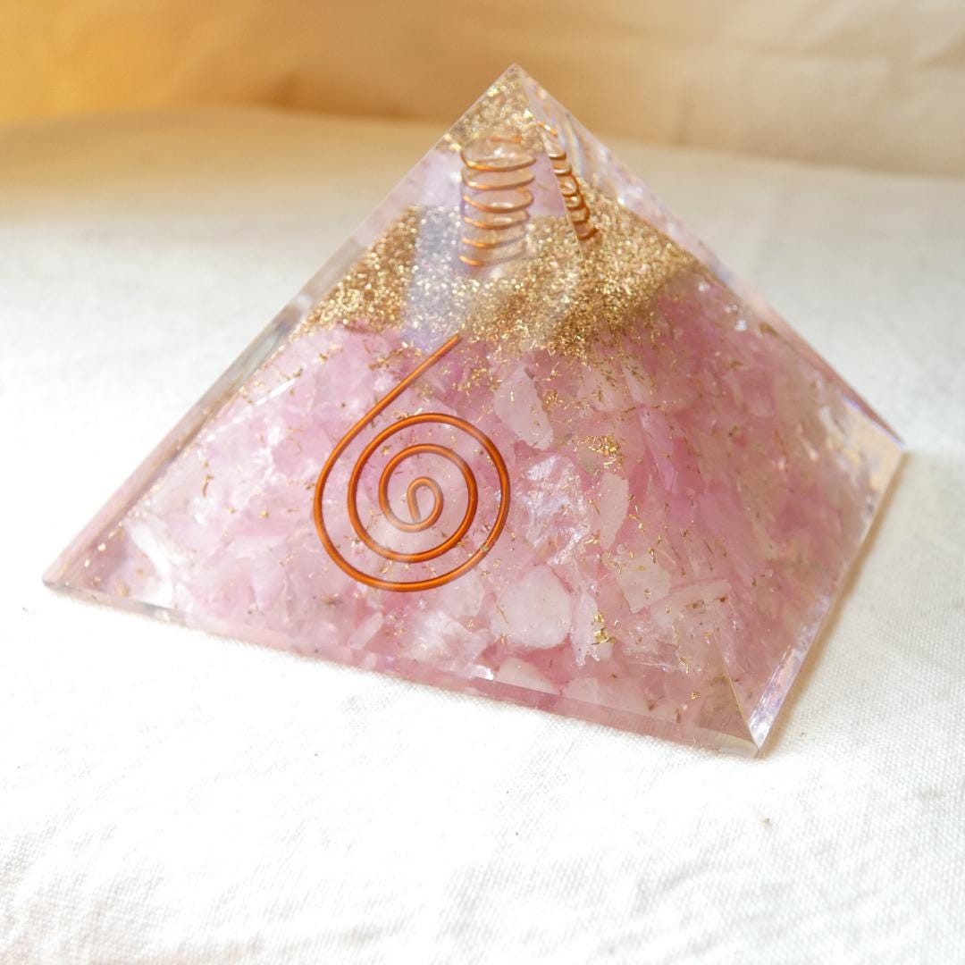 Healing Rose Quartz Orgonite Pyramid | Crystal for Love, Harmony ...