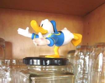 DONALD DUCK Vintage Figure UPCYCLED onto recycled glass jar