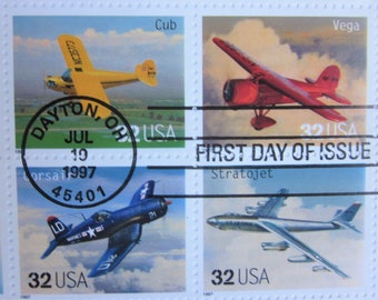 CLASSIC AMERICAN AIRCRAFT Pane First Day Issue Cancellation 1996