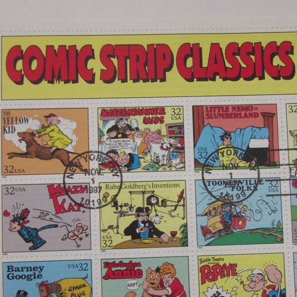 COMIC STRIP CLASSICS Pane of 20 Stamps Last Day of Sale 1995