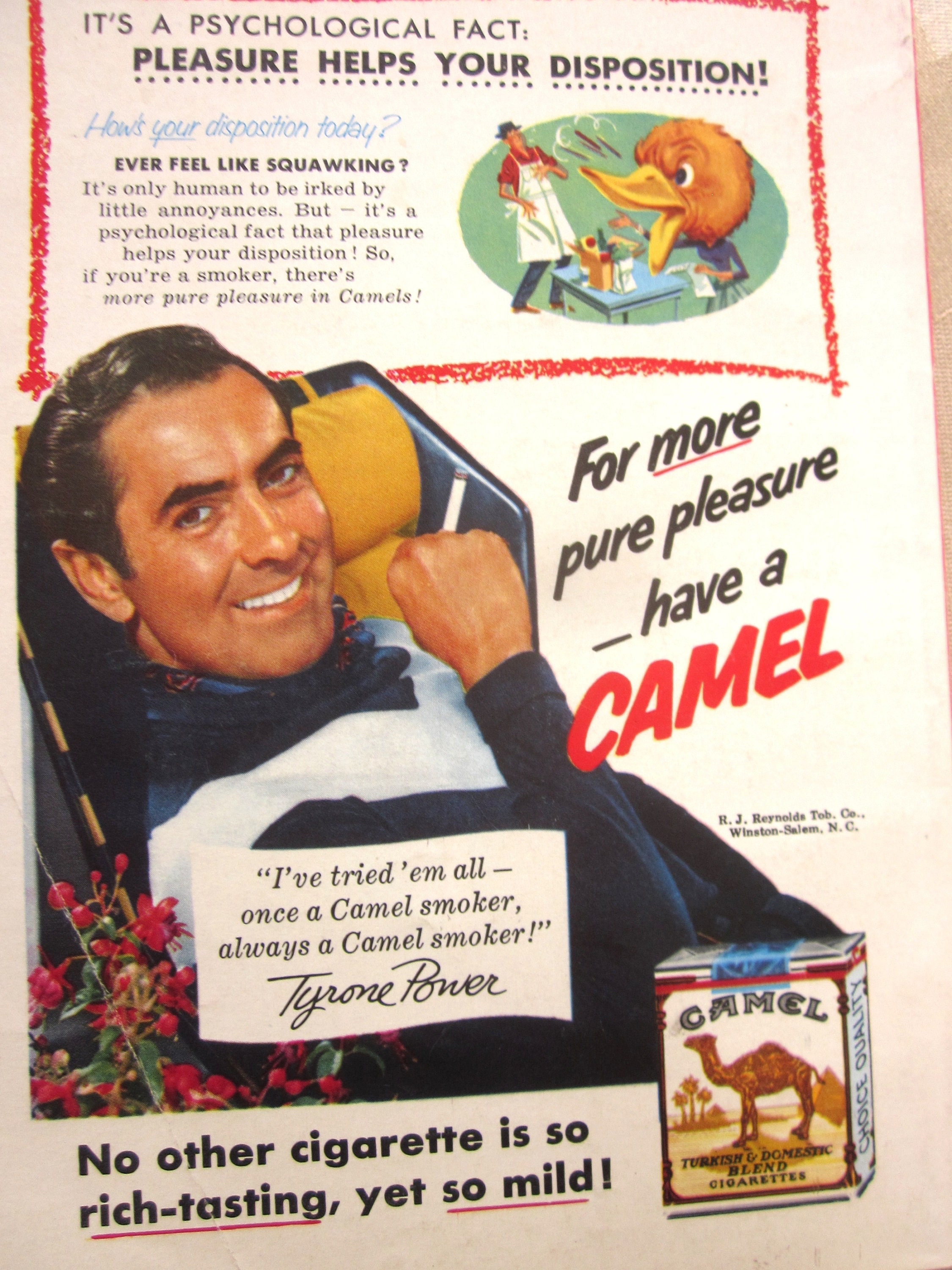 TYRONE POWER Camel Cigarette Ad 1956