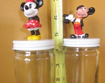 MINNIE and MICKEY Together FOREVER upcycled figures, recycled glass jars